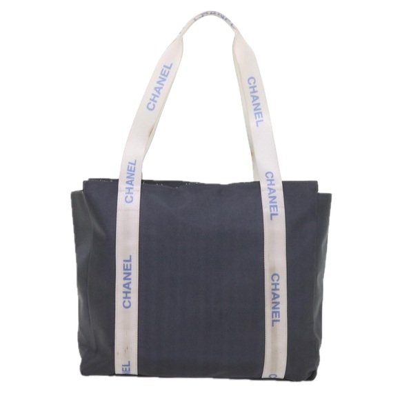 CHANEL Tote Bag Nylon Gray CC Auth yk9320 - Picture 2 of 16